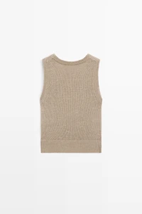 Cotton-blend ribbed knit vest