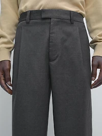 Pantalon à pinces en laine mélangée