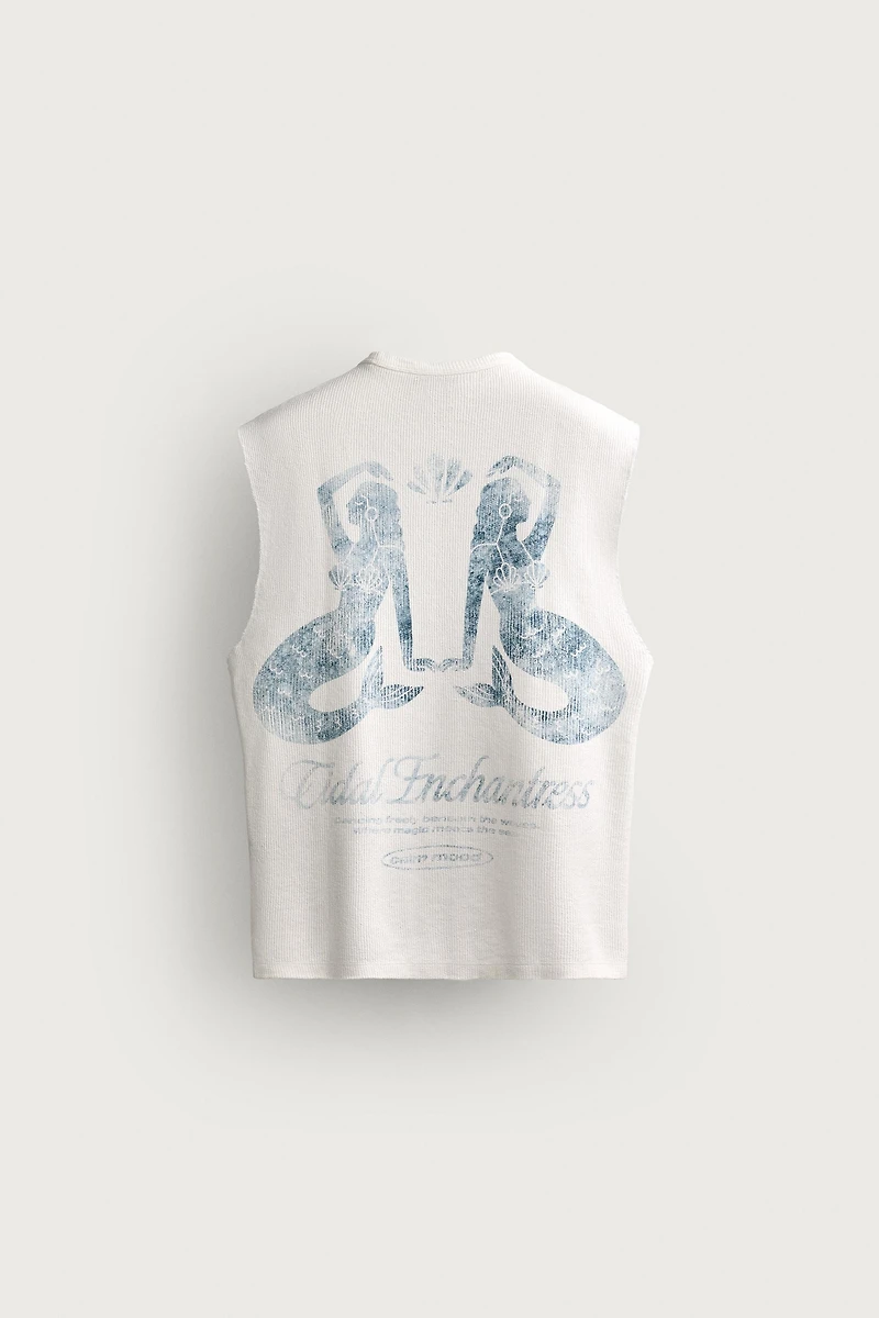 WASHED PRINTED KNIT TANK TOP