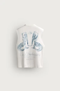 WASHED PRINTED KNIT TANK TOP