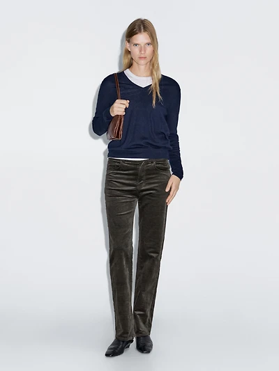 Straight-leg needlecord trousers