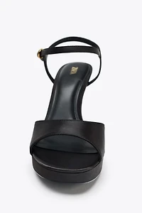 SATIN-EFFECT HEELED SANDALS