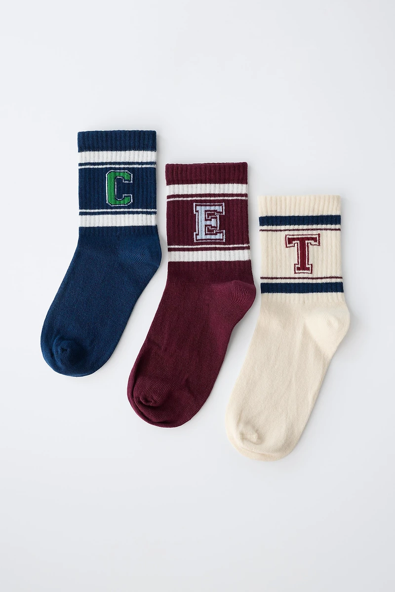 Three-Pack Varsity Striped Crew Socks