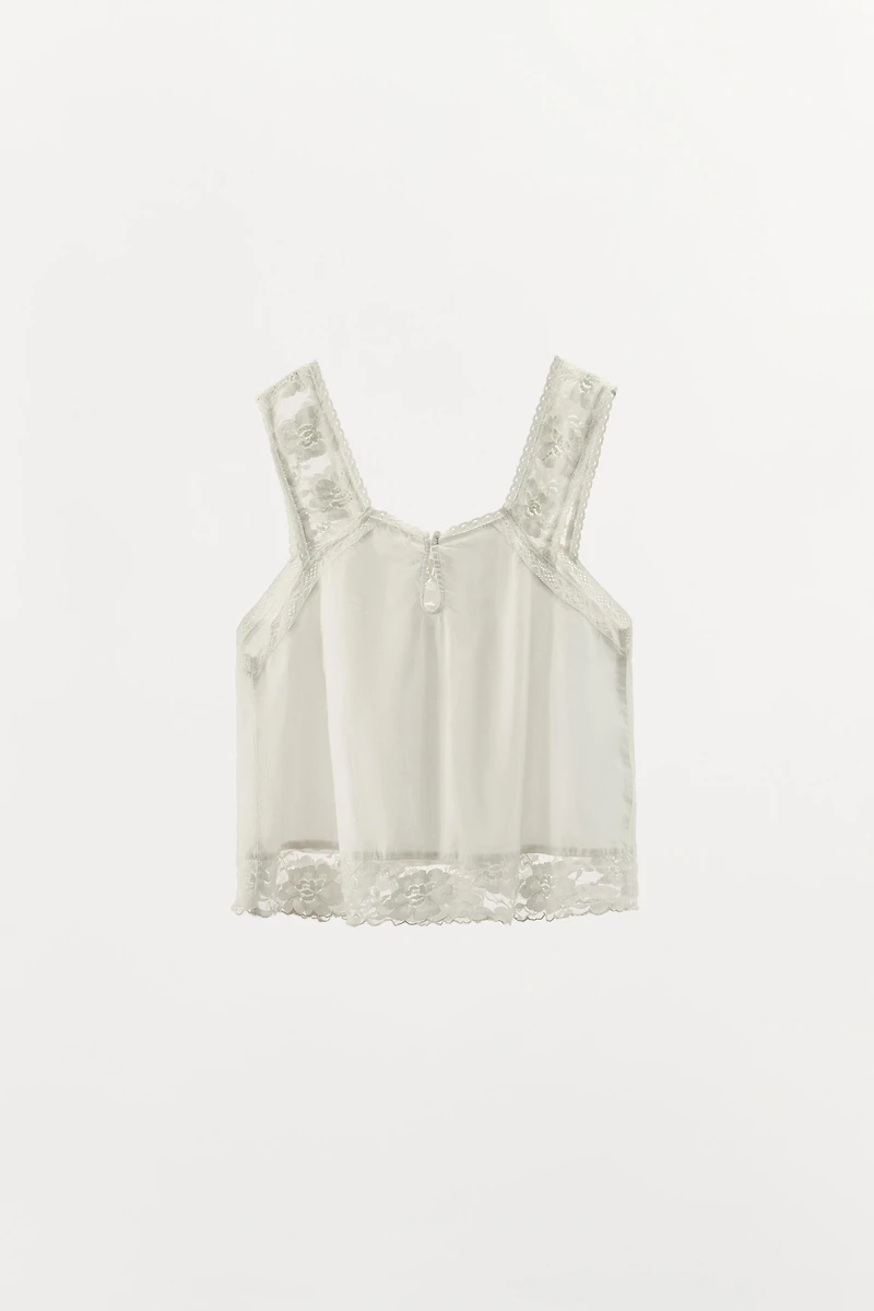 LIMITED EDITION EMBROIDERED LACE STRAPPY TOP