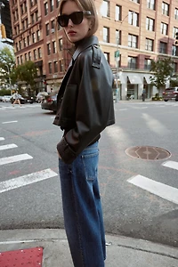 FAUX LEATHER SHORT TRENCH COAT