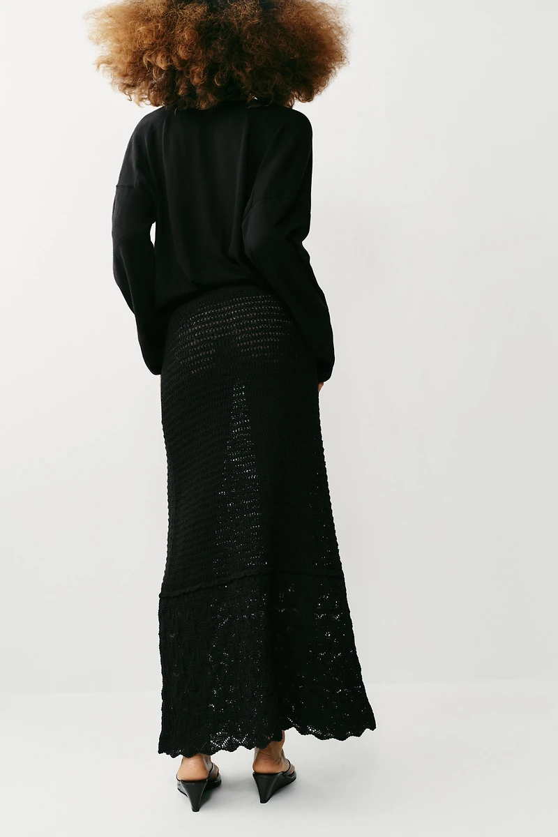 POINTELLE KNIT LONG SKIRT