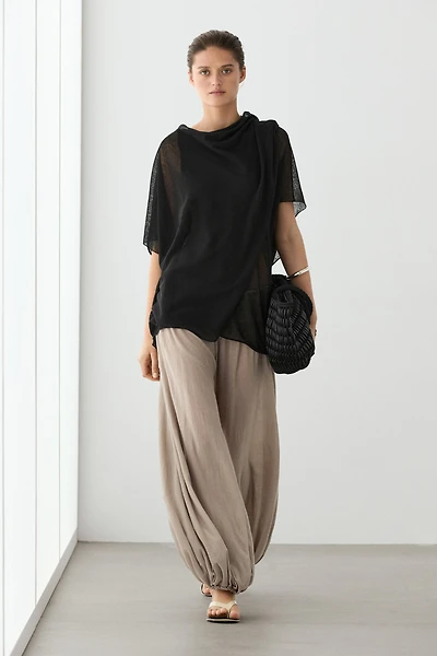 Surplice linen blend cape top