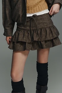 HERRINGBONE WOOL SKORT