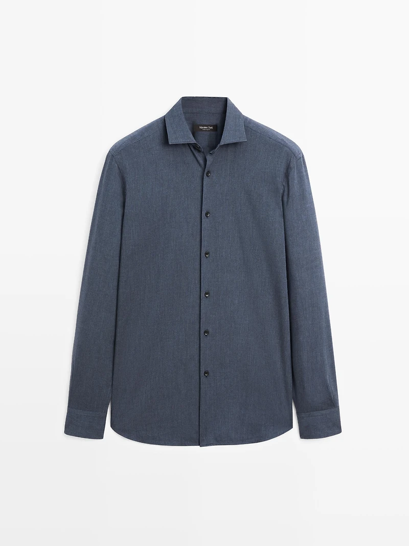 Chemise slim chinée en twill
