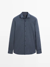 Chemise slim chinée en twill
