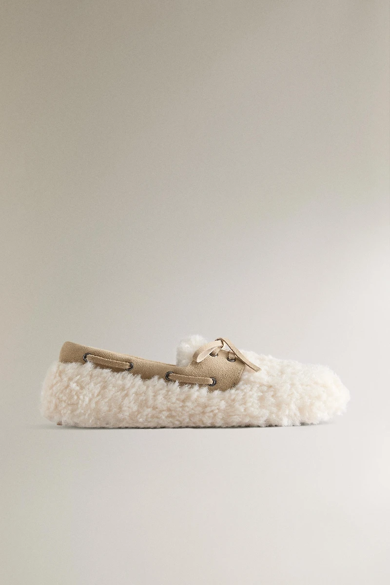 MOCASSIN CUIR IMITATION PEAU DE MOUTON