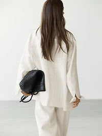Striped flowing wrap shirt