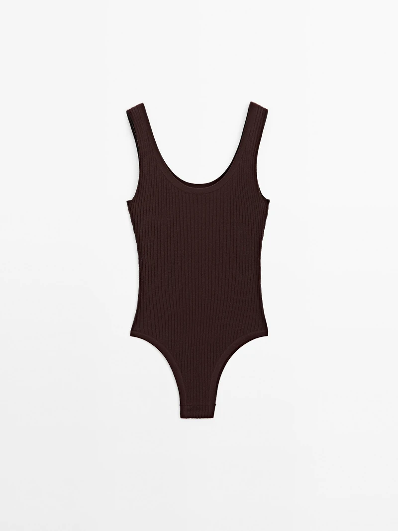 Knit bodysuit with round neckline - STUDIO