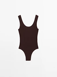 Knit bodysuit with round neckline - STUDIO