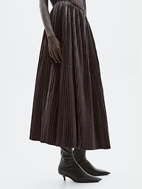 Long pleated nappa leather skirt - LIMITED