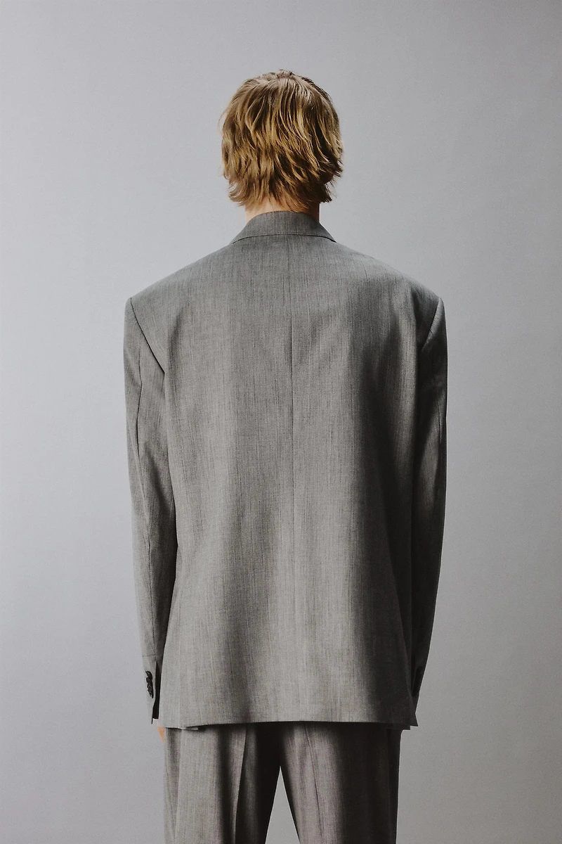 STRIPED TEXTURED SUIT JACKET