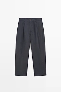 100% linen total look melange trousers