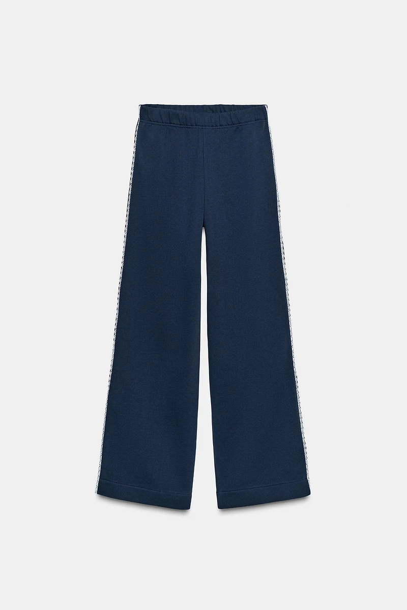 LACE TRIM WIDE SWEATPANTS