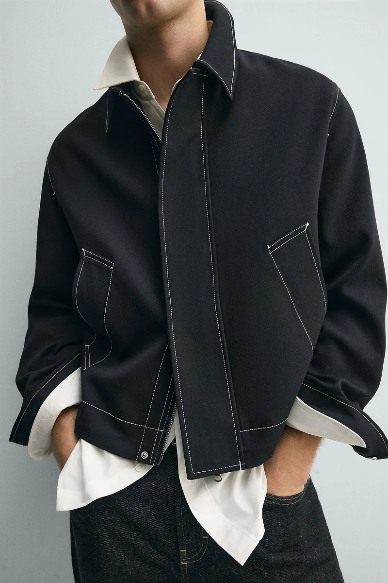 CONTRAST TOPSTITCHING OVERSHIRT