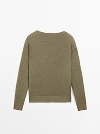 100% linen long sleeve knit sweater
