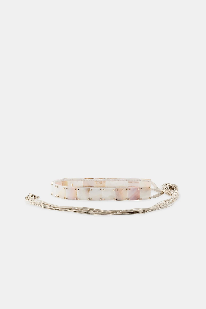 CORD AND SHELL PIECE BELT