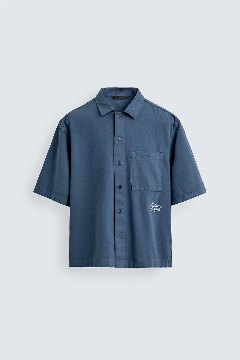 EMBROIDERED TEXTURED OVERSHIRT