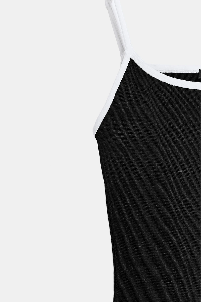 CONTRAST PIPING SHORT JUMPSUIT