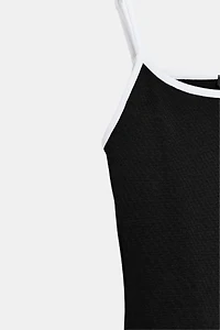 CONTRAST PIPING SHORT JUMPSUIT