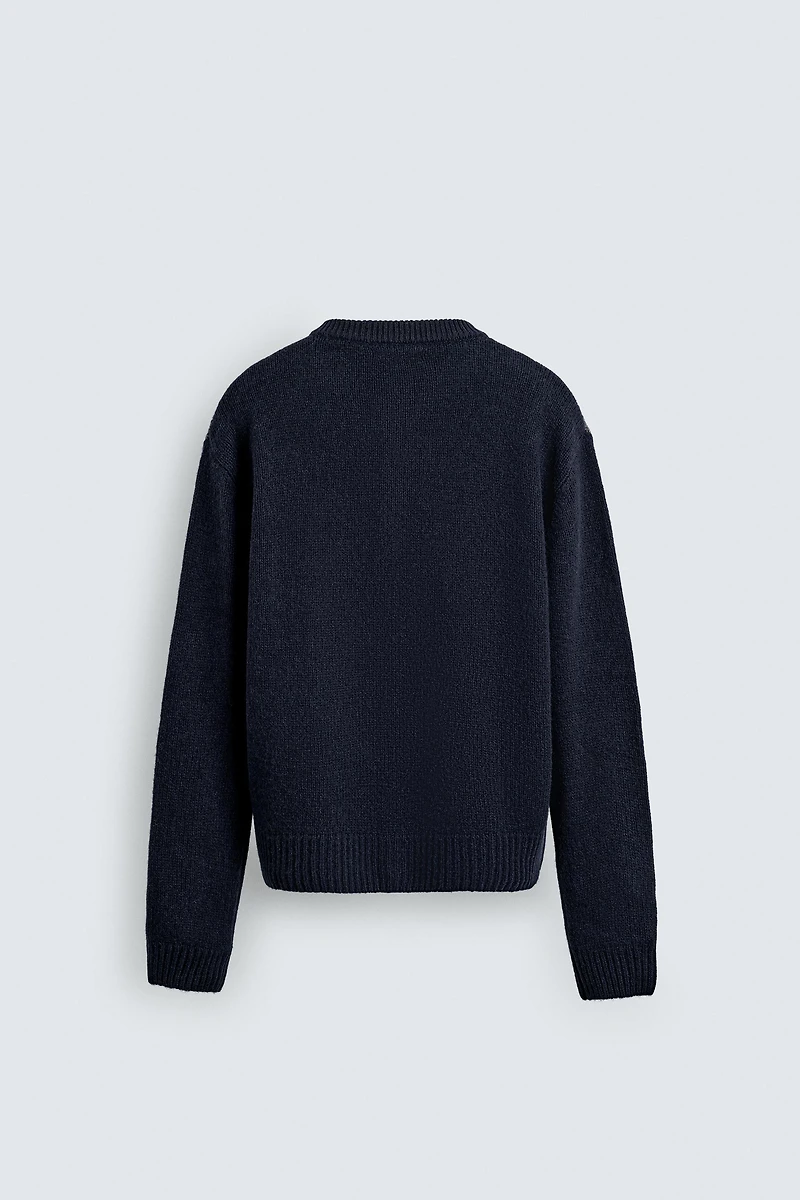 100% WOOL DIAMOND PATTERN CARDIGAN