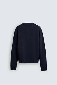 100% WOOL DIAMOND PATTERN CARDIGAN