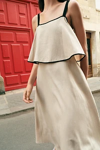 LINEN BLEND MIDI DRESS