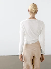 100% linen knit crew neck sweater