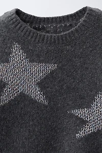 SPARKLY STAR KNIT SWEATER