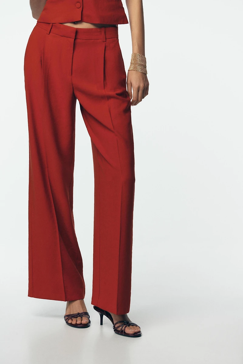PLEATED WIDE LEG PANTS