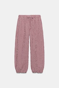 GATHERED GINGHAM PANTS