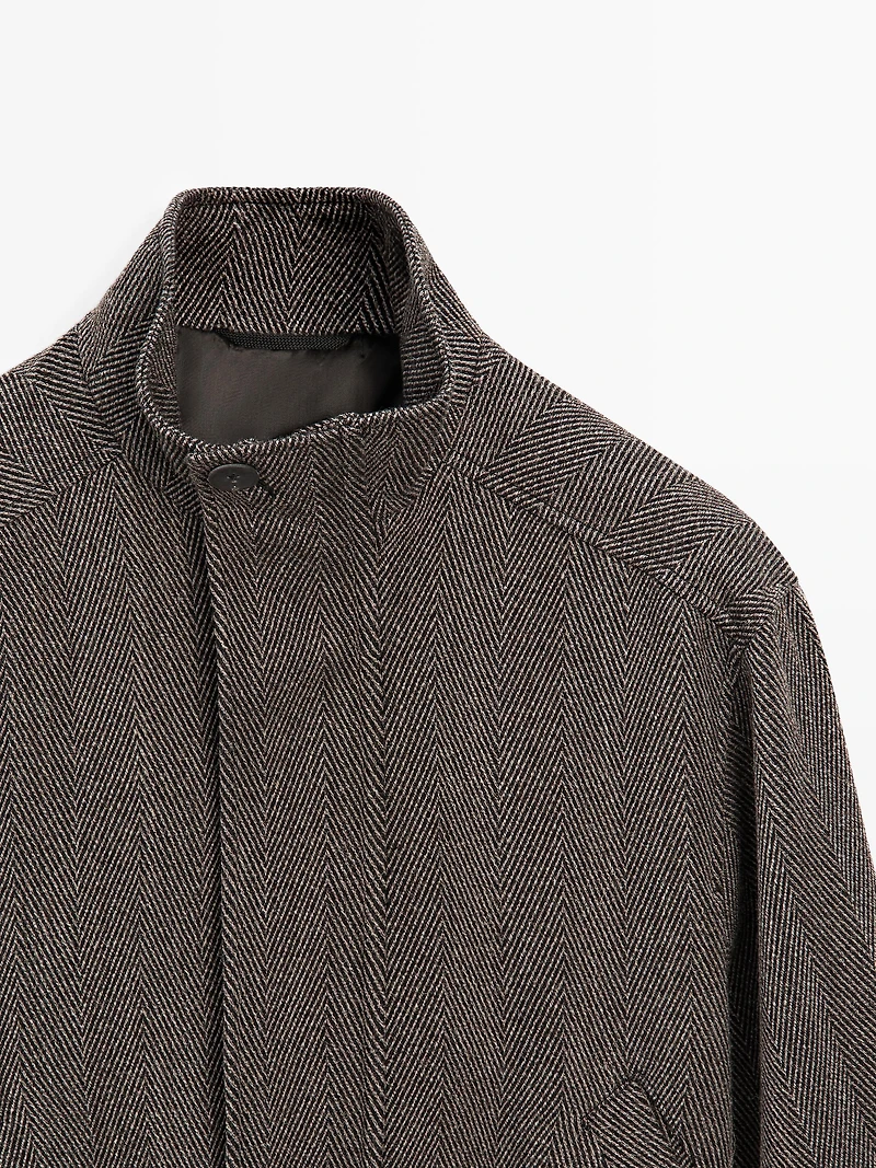 Wool blend herringbone bomber jacket - LIMITED