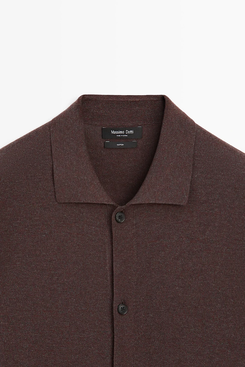 Short sleeve button-up knit cardigan