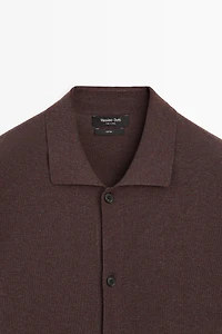 Short sleeve button-up knit cardigan