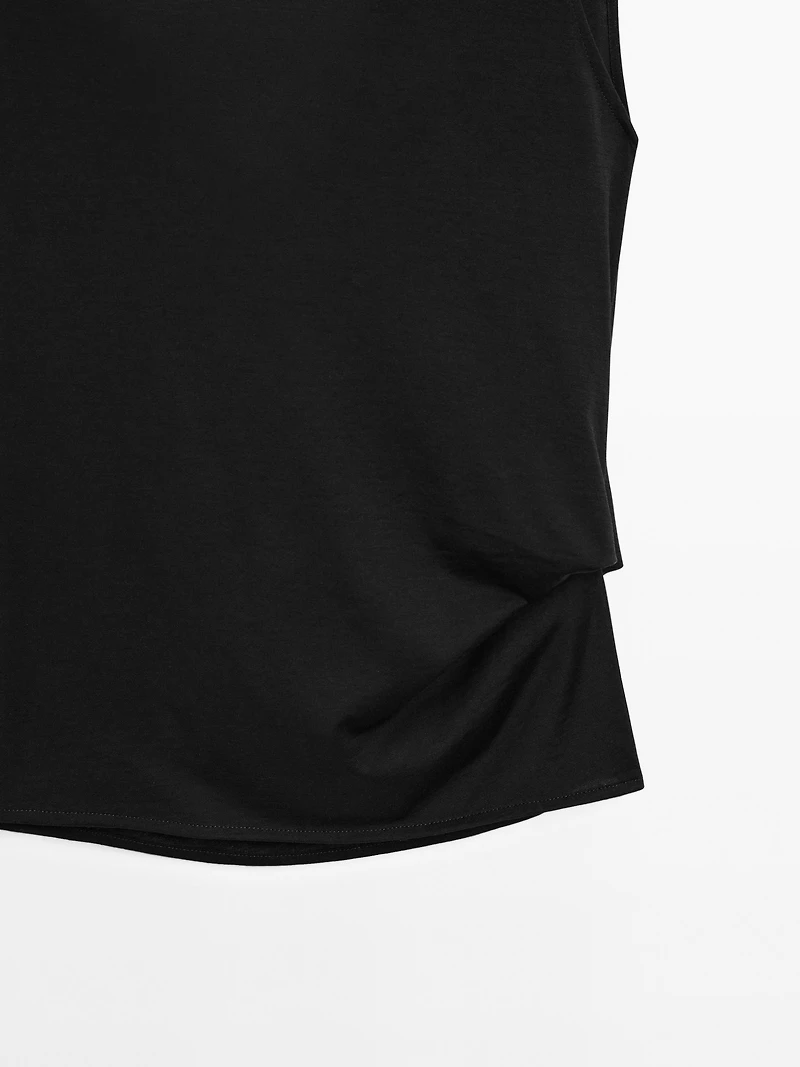 Top décolleté dos drapé 100 % coton