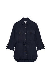 WRINKLED EFFECT SAFARI SHIRT WITH BELT