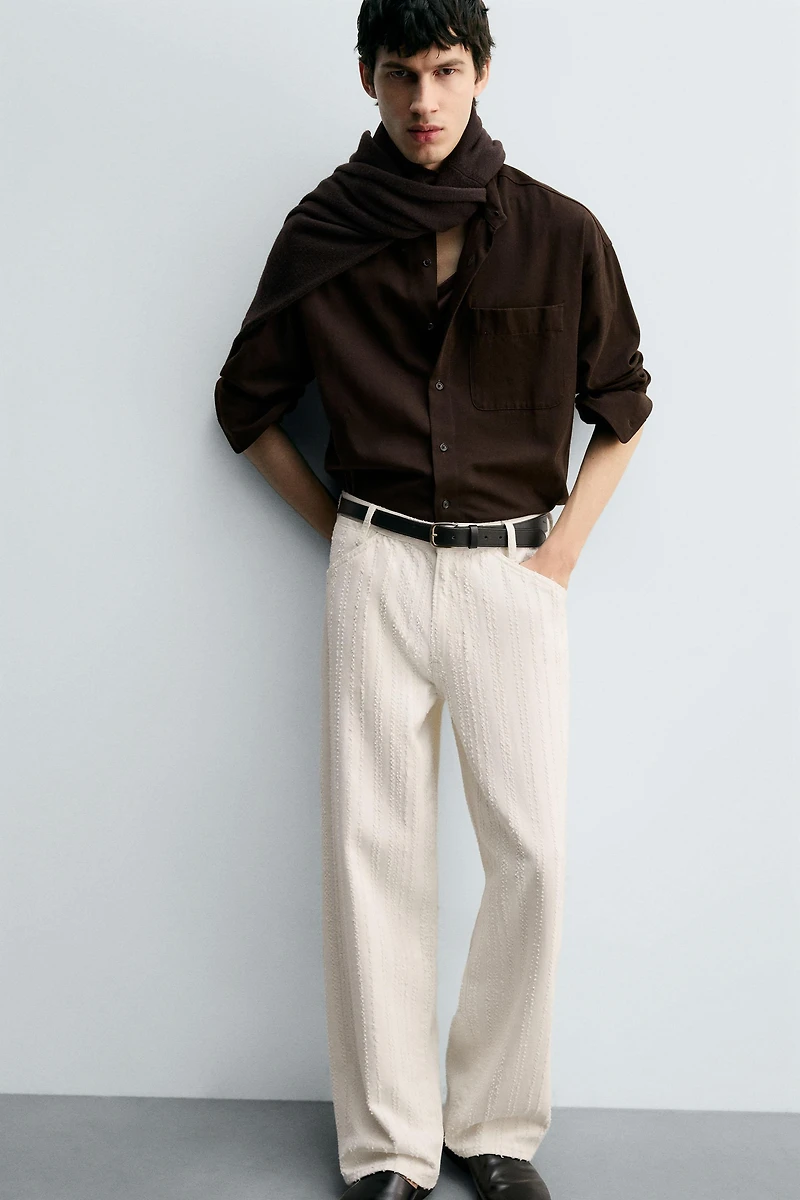 STRIPED TEXTURED JEANS