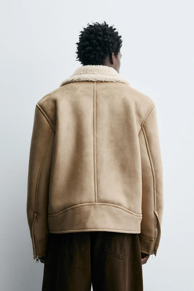 DOUBLE FACED FAUX SUEDE JACKET