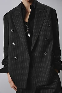 DOUBLE BREASTED PINSTRIPE SUIT BLAZER