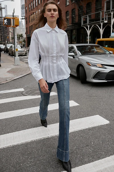 PLEATED POPLIN SHIRT