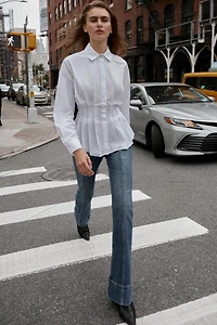 PLEATED POPLIN SHIRT