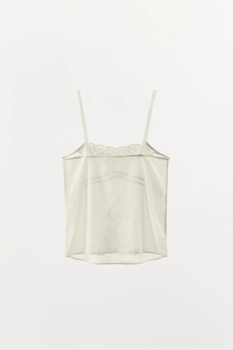 EMBROIDERED BEADED STRAPPY TOP