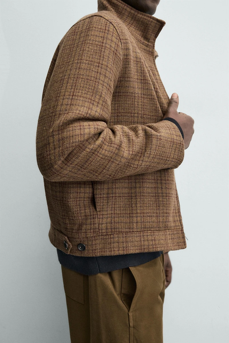 WOOL BLEND PLAID OVERSHIRT