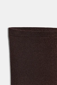 METALLIC THREAD RIB KNIT MIDI SKIRT