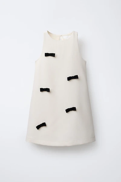 CONTRAST BOW PINAFORE DRESS