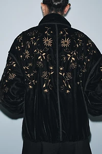 EMBROIDERED VELVET PADDED JACKET
